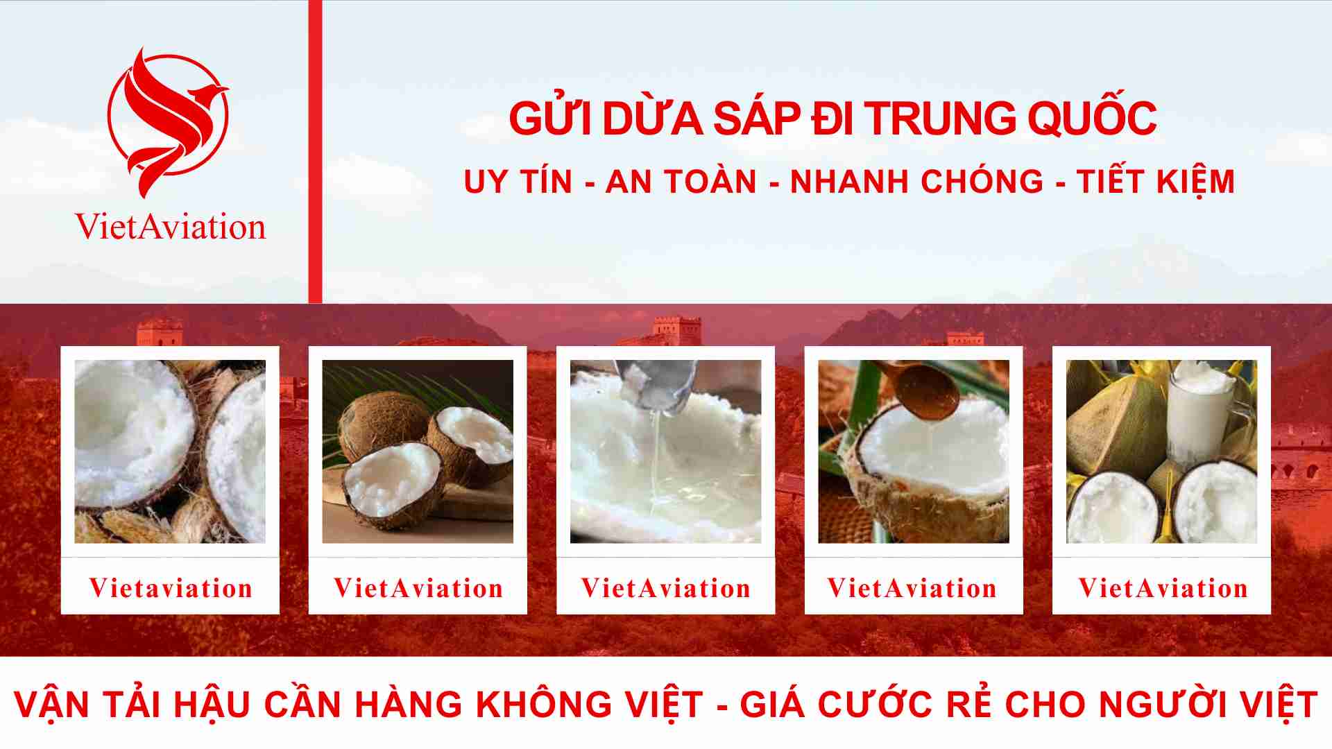 Gửi dừa sáp đi Trung Quốc