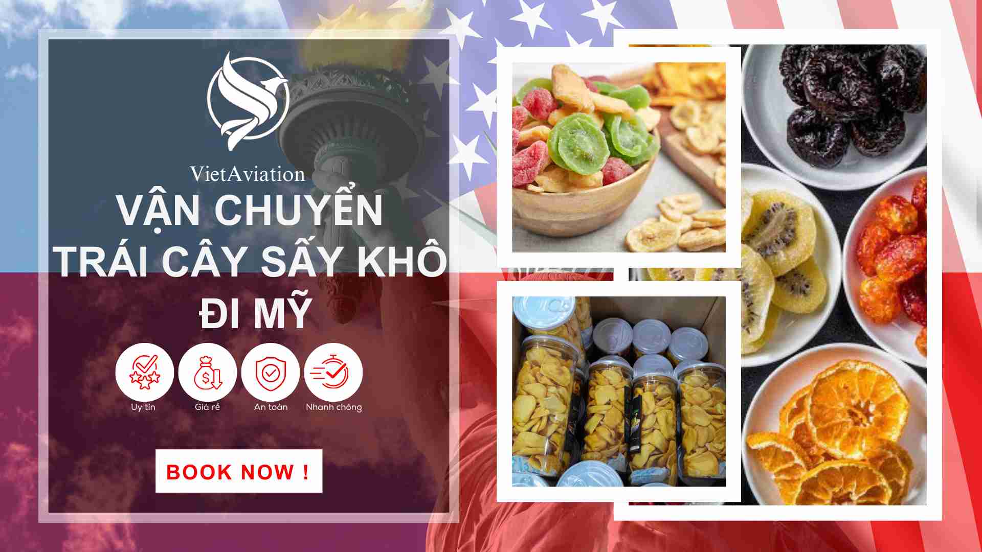 VẬN CHUYỂN TRÁI CÂY SẤY KHÔ ĐI MỸ