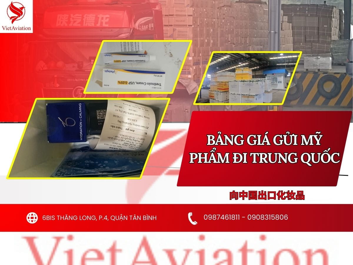 Bảng giá gửi mỹ phẩm sang Trung Quốc