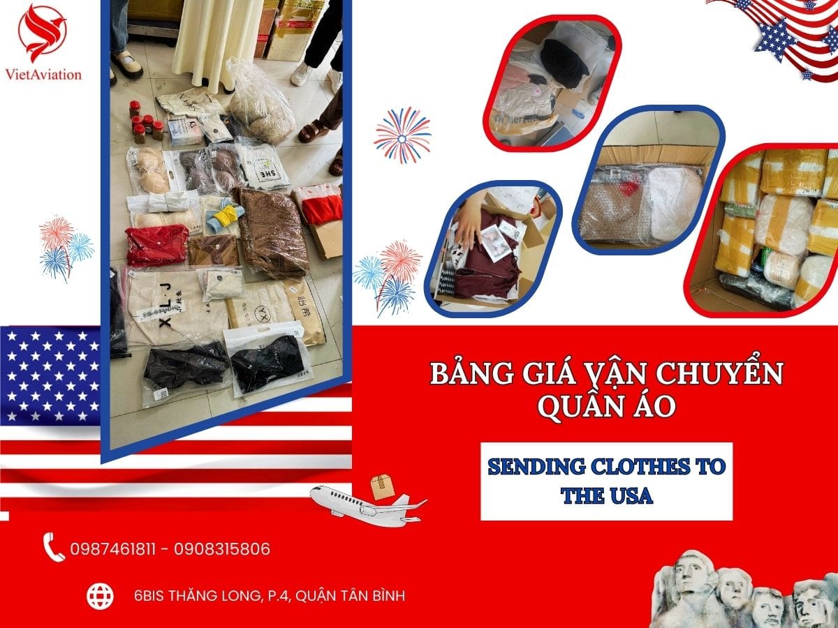 Bảng giá gửi quần áo đi Mỹ tại VietAviation