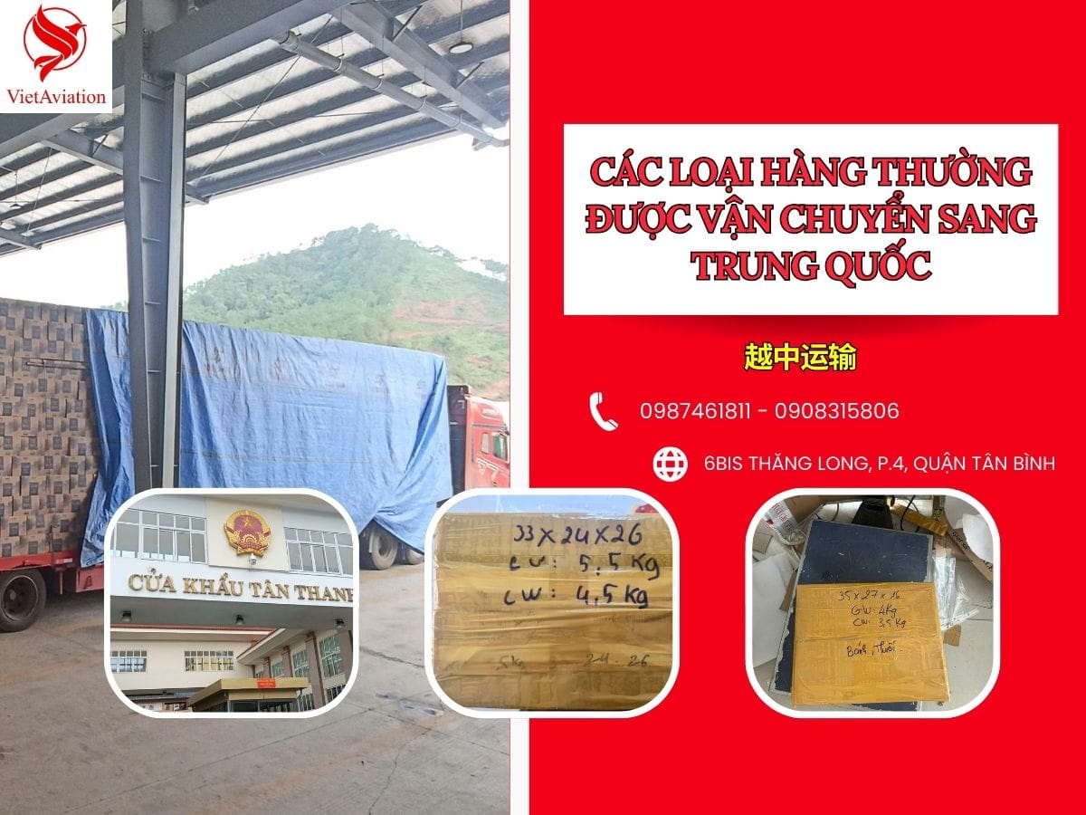 Các loại hàng VietAviation nhận gửi sang Trung Quốc