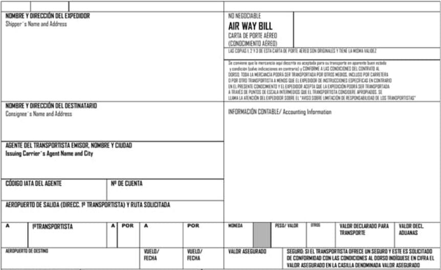 Mẫu airway bill mới nhất hiện nay