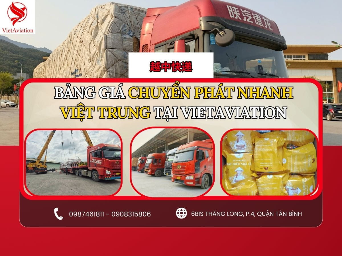 Bảng giá chuyển phát nhanh hàng hóa đi Trung Quốc tại VietAviation
