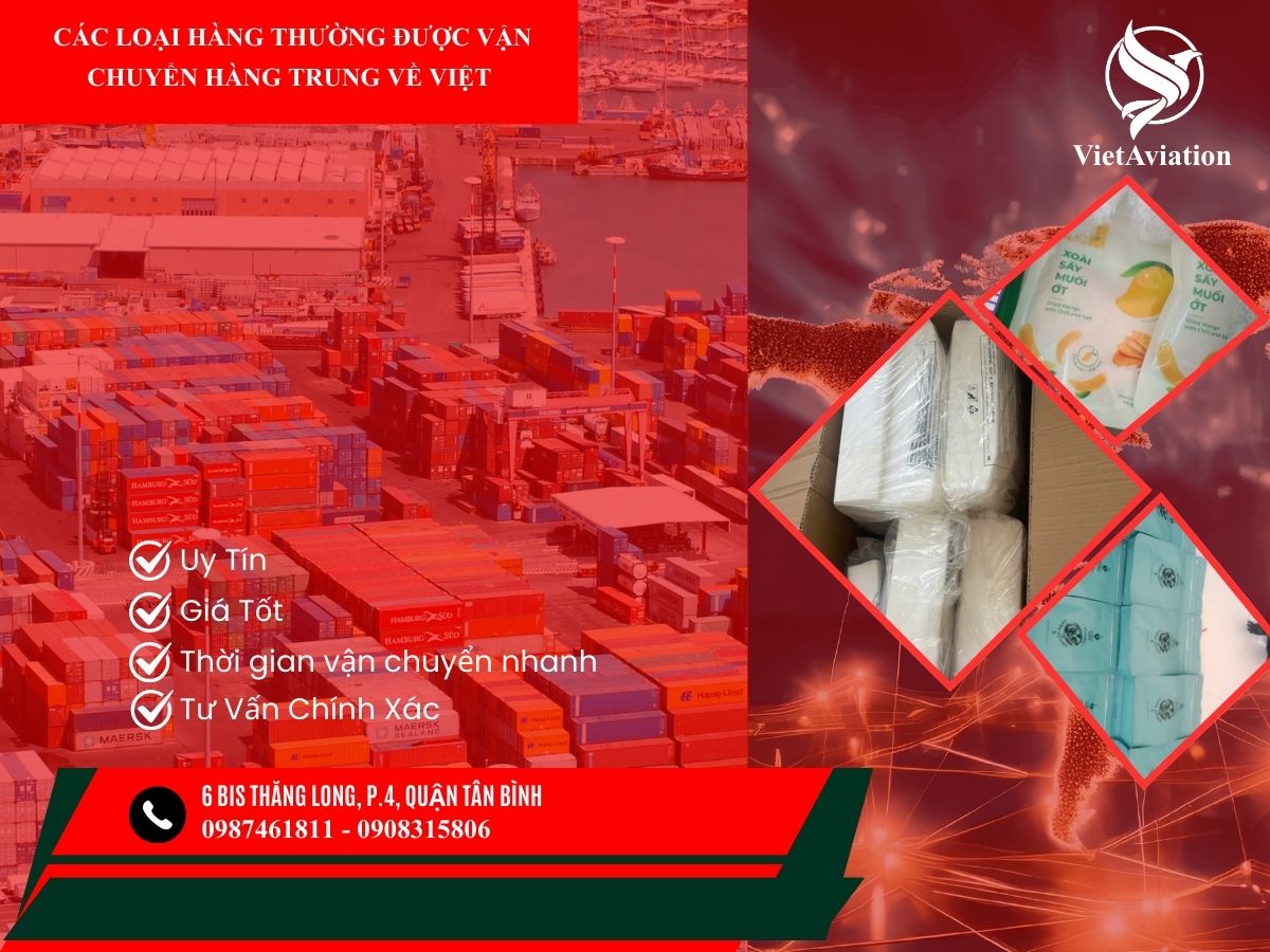  Các loại hàng thường được vận chuyển hàng Trung về Việt