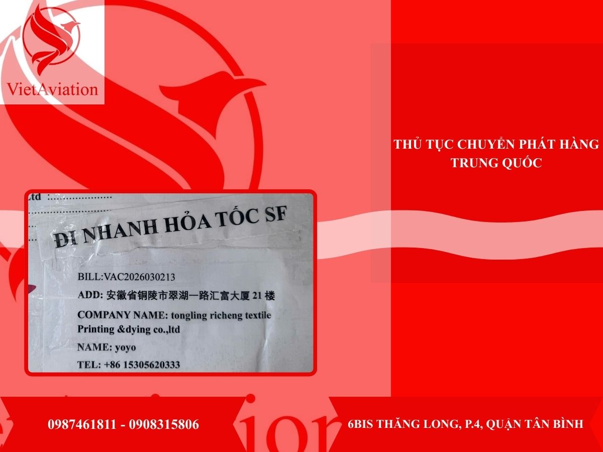Thủ tục chuyển phát hàng Trung Quốc