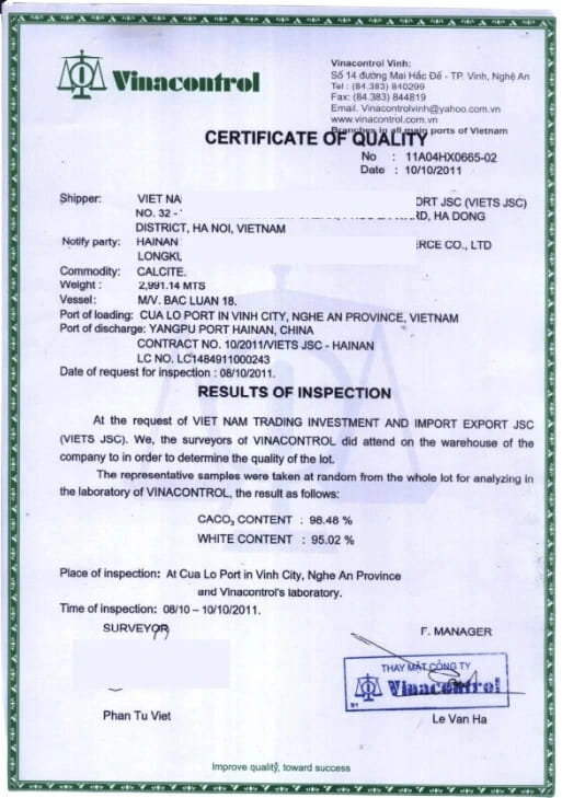 Mẫu giấy chứng nhận chất lượng mới nhất năm 2026